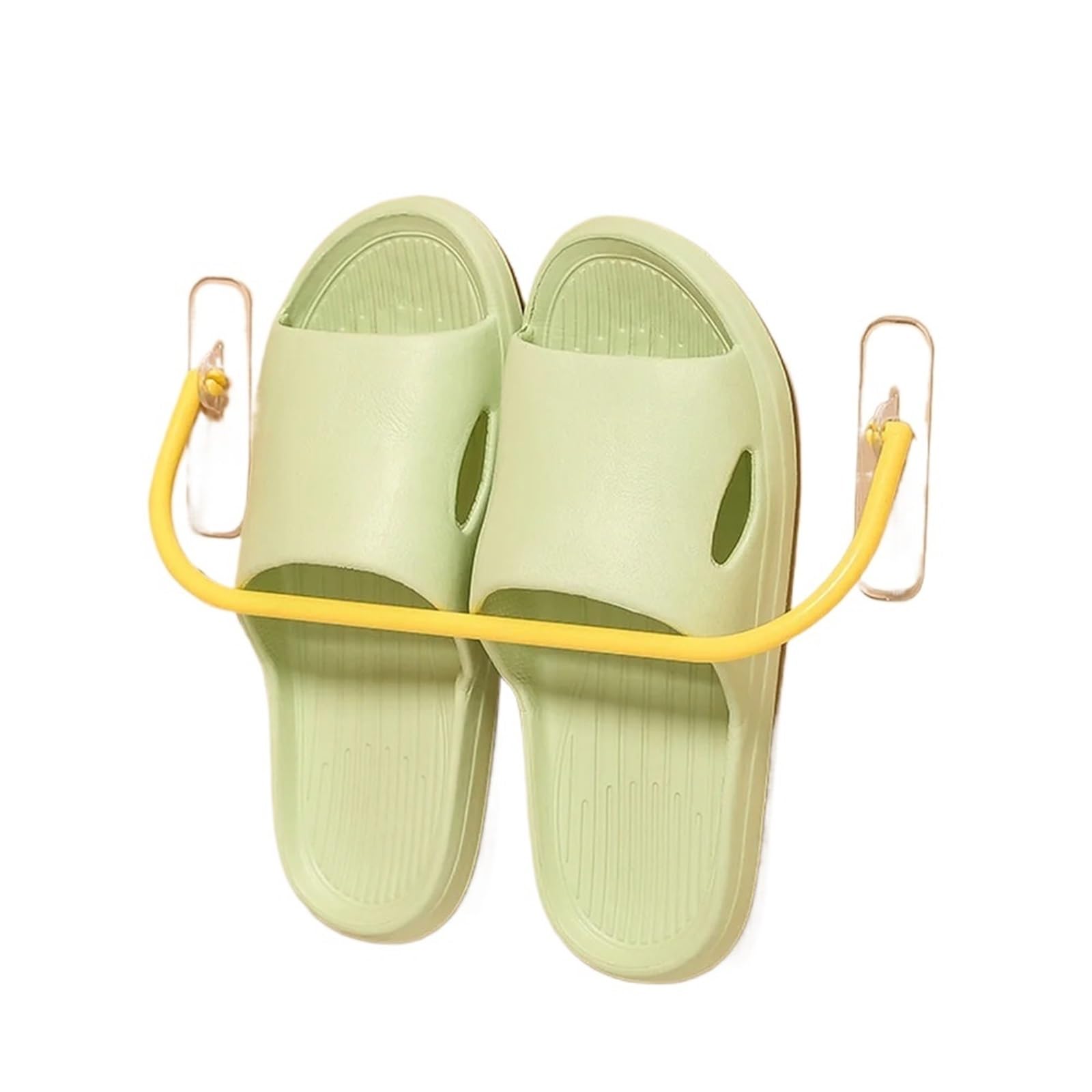 Étagère à chaussures murale jaune fluo dans l'entrée pour un quotidien fluide en famille