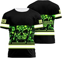 Vista 20 de Matedecor Camisa de Alta Visibilidad con Cráneo para Hombre, Camisas Reflectantes de Seguridad con Bandera de EE. UU., Nombre Personalizado