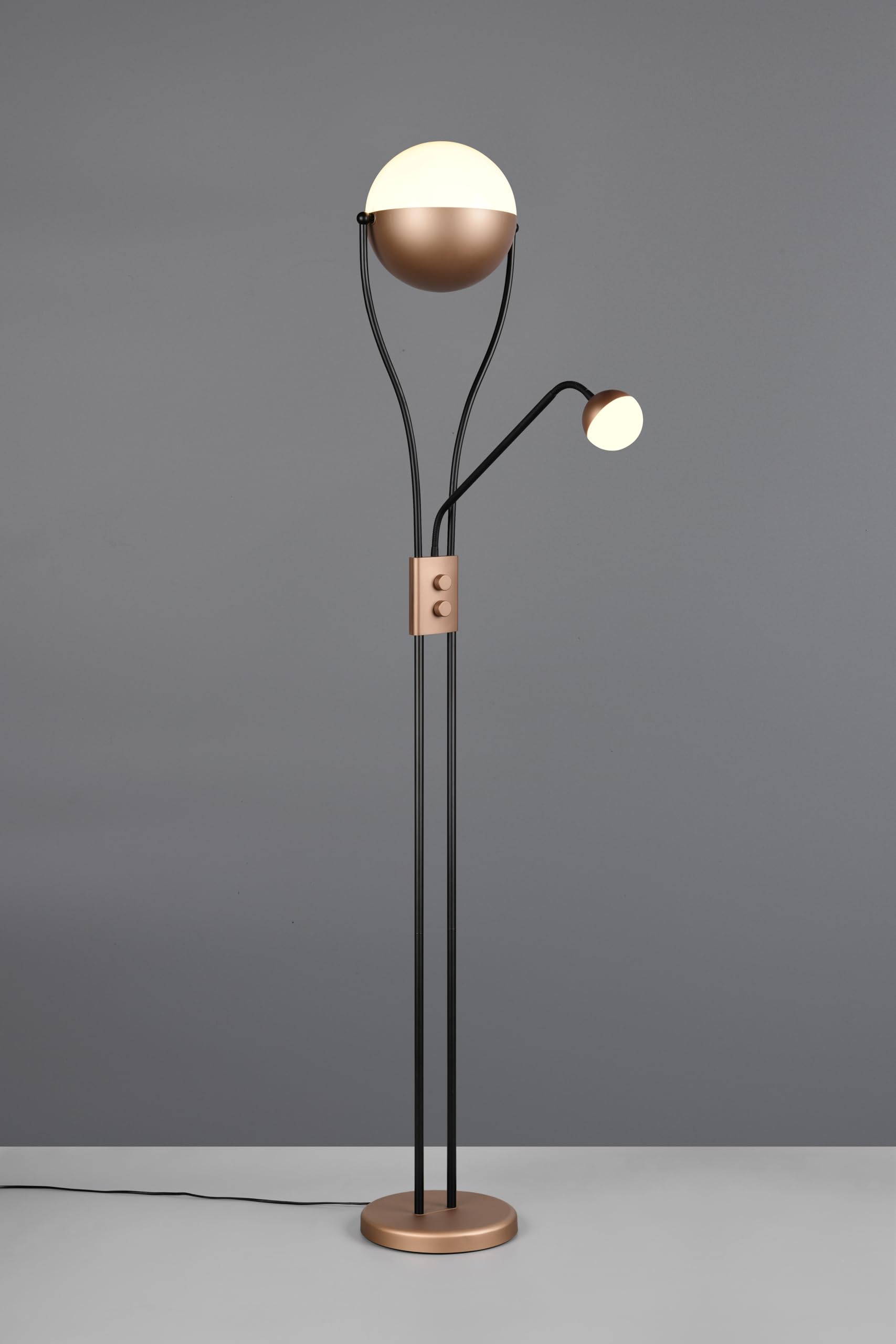 Trio Leuchten LED Stehleuchte Chris 478310265, Metall Coffee, Kunststoff weiß, inkl. 18 Watt LED, dimmbar, Flexarm, getrennt schaltbar
