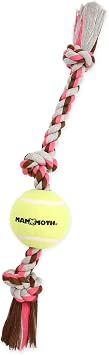 Mammoth Flossy Chews Color 3 Knot Tug w/Large Tennis Ball Premium Cotton-Poly Tug Toy for Dogs Interactive Dog Tug Toy Rope Dog Toy with Tennis Ball for Large Dogs - 24
