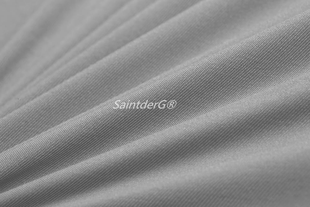 SaintderG® Coprisedie con schienale 6 pezzi moderna protettiva in elastico, lavabile Estraibile, coprisedile, moderna sala da pranzo, hotel, arredamento ristorante (Grigio chiaro, 6 pezzi)