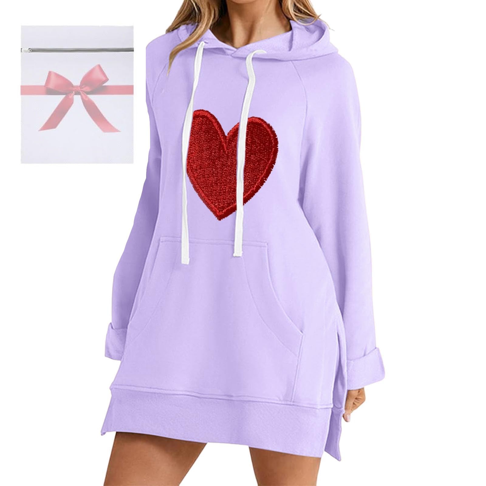 La Robe Ample à Capuche Warmy pour Femme—Sweat Long décontracté avec Cordon de Serrage Poches et Ourlet Fendu Style Tendance