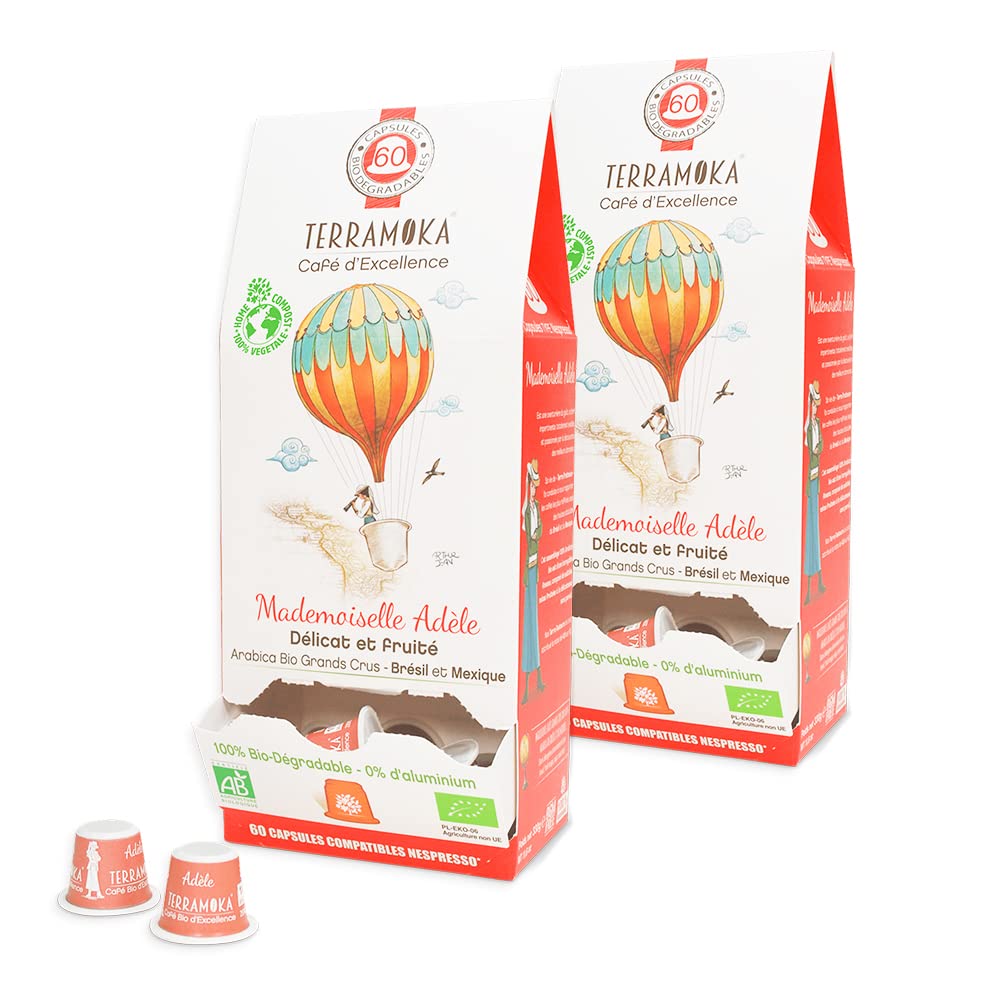 TERRAMOKA - Exzellenter Bio-Kaffee - 100% reiner Arabica aus Peru - Fruchtig, nuanciert und rassig - 300 Kapseln Kompatibel Zero Waste - Mr Albert- Frankreich