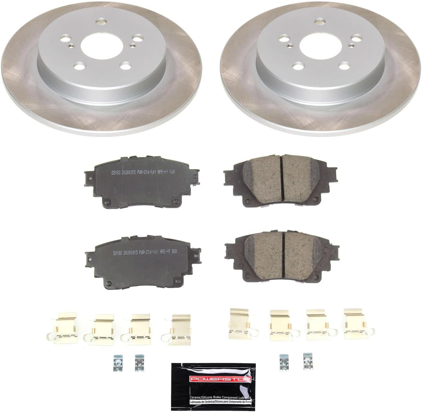 PowerStop Rear Brake Kit For Toyota Corolla 2019-24 - Ceramic Brake Pads + Semi Coated Rotors Replacement, SC8336