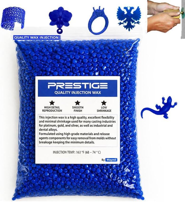 Prestige Blue Injection Wax 2 lb – Jewelry Casting Wax for Gold, Silver & Platinum, Low Shrinkage, High Detail, Clean Burnout