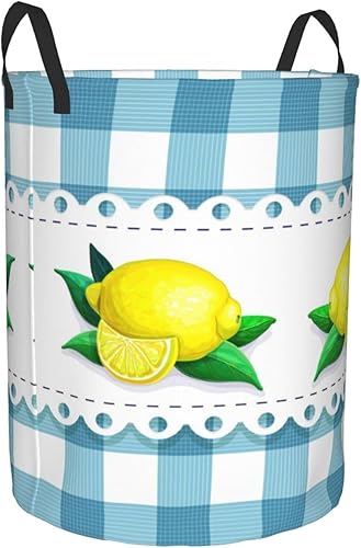 Miniatura 8 de Cesta de lavandería de limón plegable grande con asas, cesta de almacenamiento redonda de fácil transporte, cesta de almacenamiento para ropa sucia,