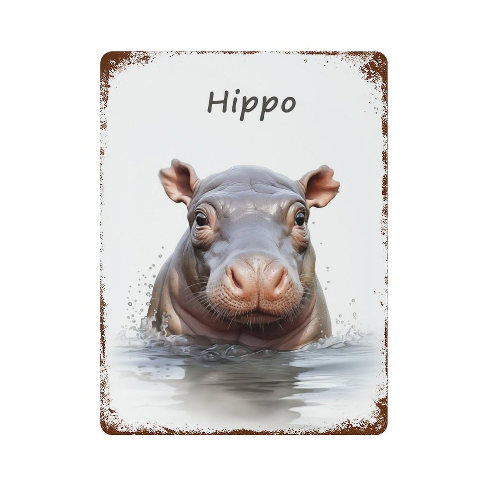 Hippo Baby Weathered Tin Sign 15.7"x11.8", Novelty Wall Decor for Garage, Pub Or Kitchen