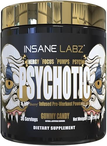 Miniatura 19 de Insane Labz Psychotic Gold - Polvo estimulante para pre entrenamiento, energía extrema, concentración, levantamiento de pesas y resistencia con beta