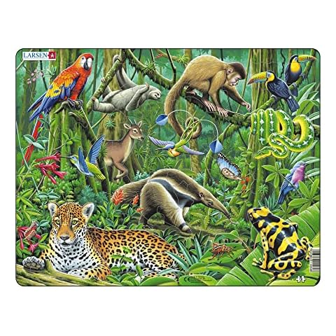 Larsen FH10 The Lush South American Rainforest Jigsaw Puzzle, 70-Piece Boxless Tray & Jigsaw Frame Puzzle, Jigsaw Puzzles for Ages 6 and Up Cover