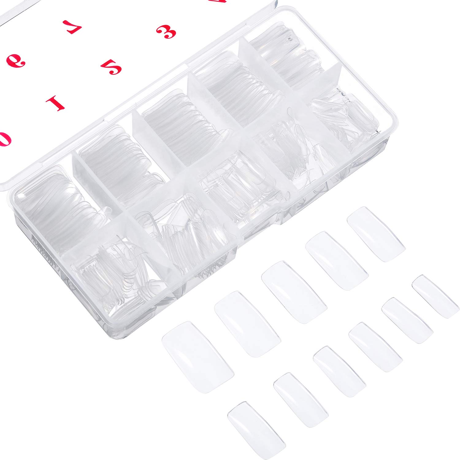 500 Pieces Acrylic Artificial False Nail DIY UV Gel Acrylic False Nail Art Tips (Clear Natural Full)