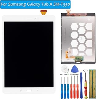 LCD Touch Screen Assembly Compatible with Galaxy Tab A SM-T550 T550 SM-T555 T555 LCD Touch Screen Display Assembly White with Tools