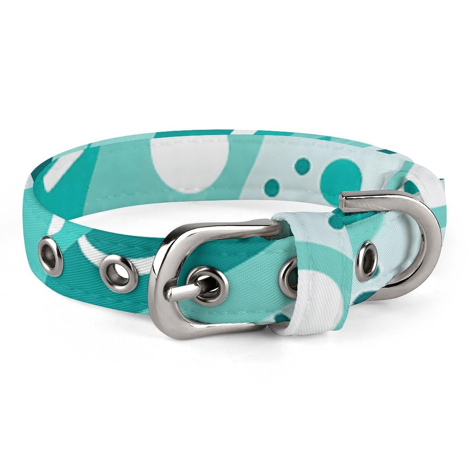 Collier pour chien et chat réglable turquoise blanc petite taille moyenne