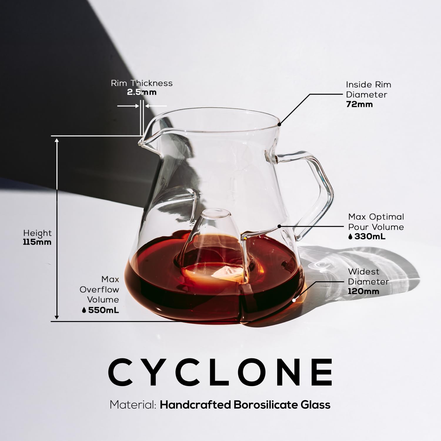 AVENSI WAVE - Jarra sensorial para café - CYCLONE - Vidrio - 1 pieza - Sin tapa de corcho