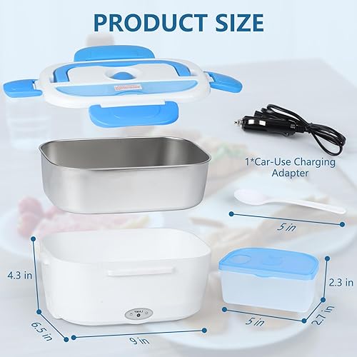 Miniatura 2 de XTKS Fiambrera de calefacción eléctrica - Fiambrera de calefacción para automóvil - Calentador de alimentos portátil perfecto para uso en automóvil,