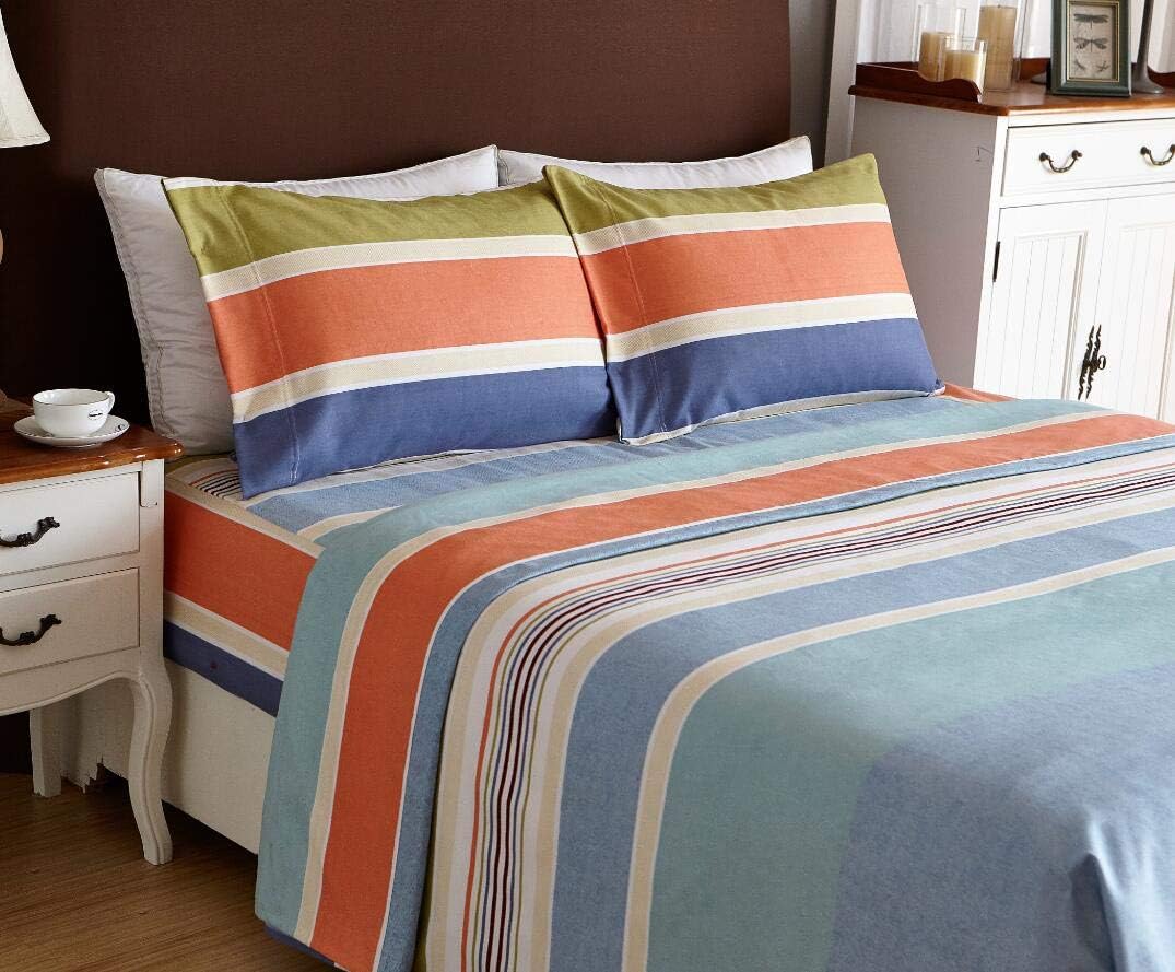 BESTLINESTOYOU Bed Sheet Set 4-Piece,Brushed Microfiber 1500 Bedding.Extra Deep Pocket(18In), Fitted Sheet, Flat Sheet & 2 Pillowcase (Orange/Full)