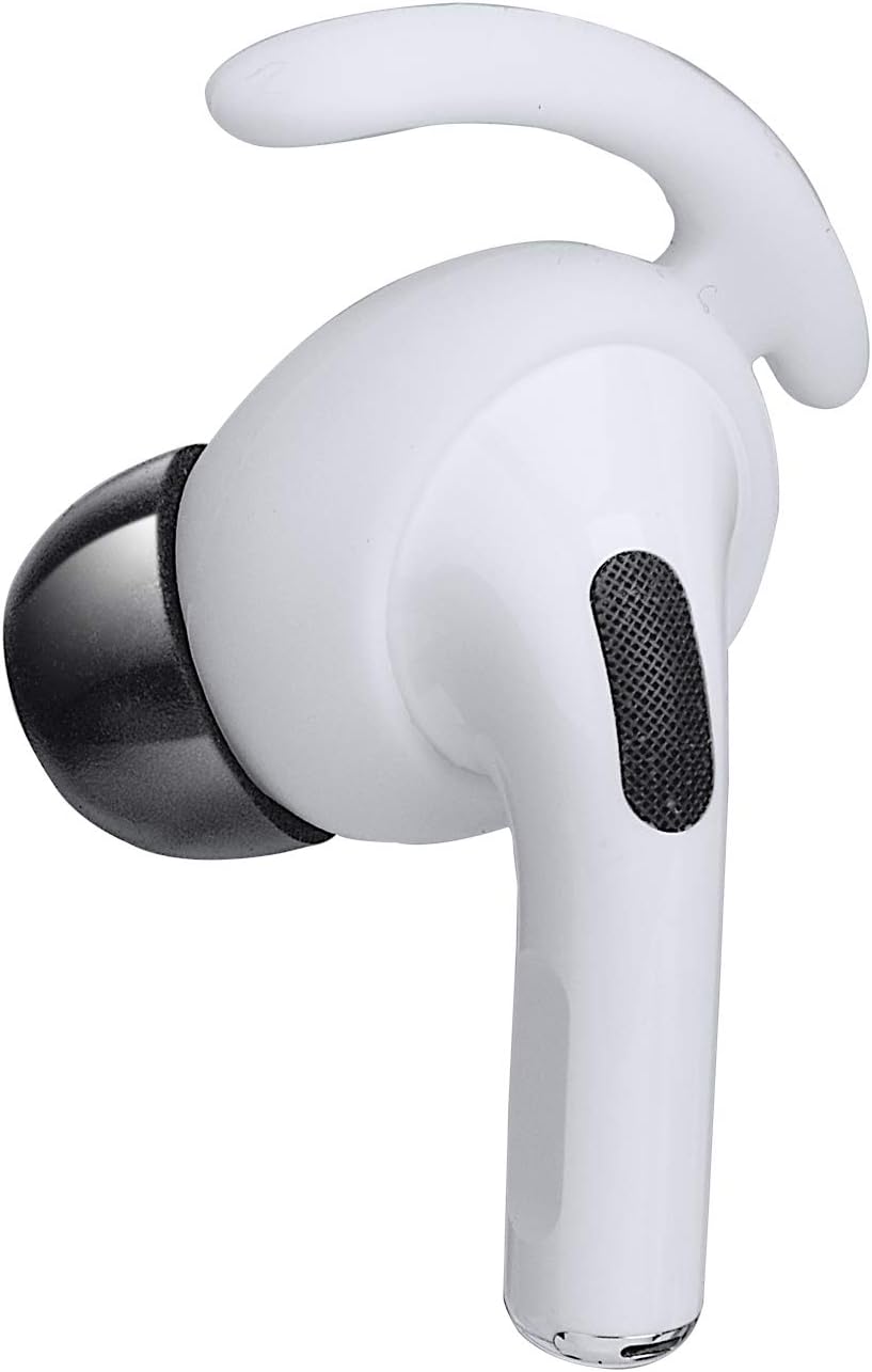 SOULWIT Memory Foam Ear Tips Earbuds Eartips Replacement [S M L] + Silicone Ear Hooks Cover with Wings Anti-Slip Compatible with Apple AirPods Pro [3 Pair]