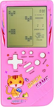 Cute Cat Pattern Block Game Console 23 Brick Games Racing Tank Battle Retro Mini Game Machine for Kids 70/80/90s Nostalgic Gift Puzzle Toy Handheld Portable Game Machine Pink