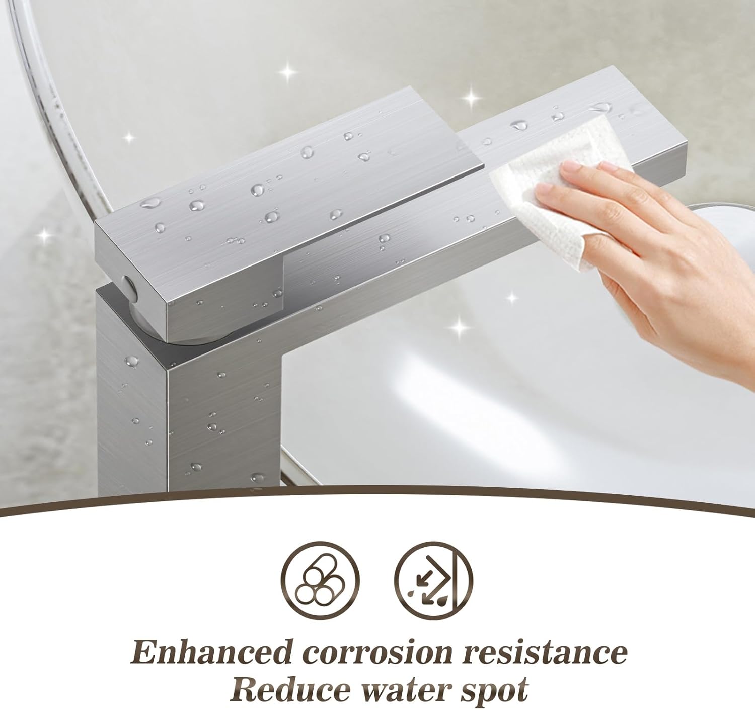 Phiestina Brushed Nickel Tall Bathroom Faucet for Vessel Sink Single Hole Single Handle Vessel Sink Faucet Vanity Bathroom Faucet Above countertop Sink with Water Supply Hose,BF3530P-BN-V
