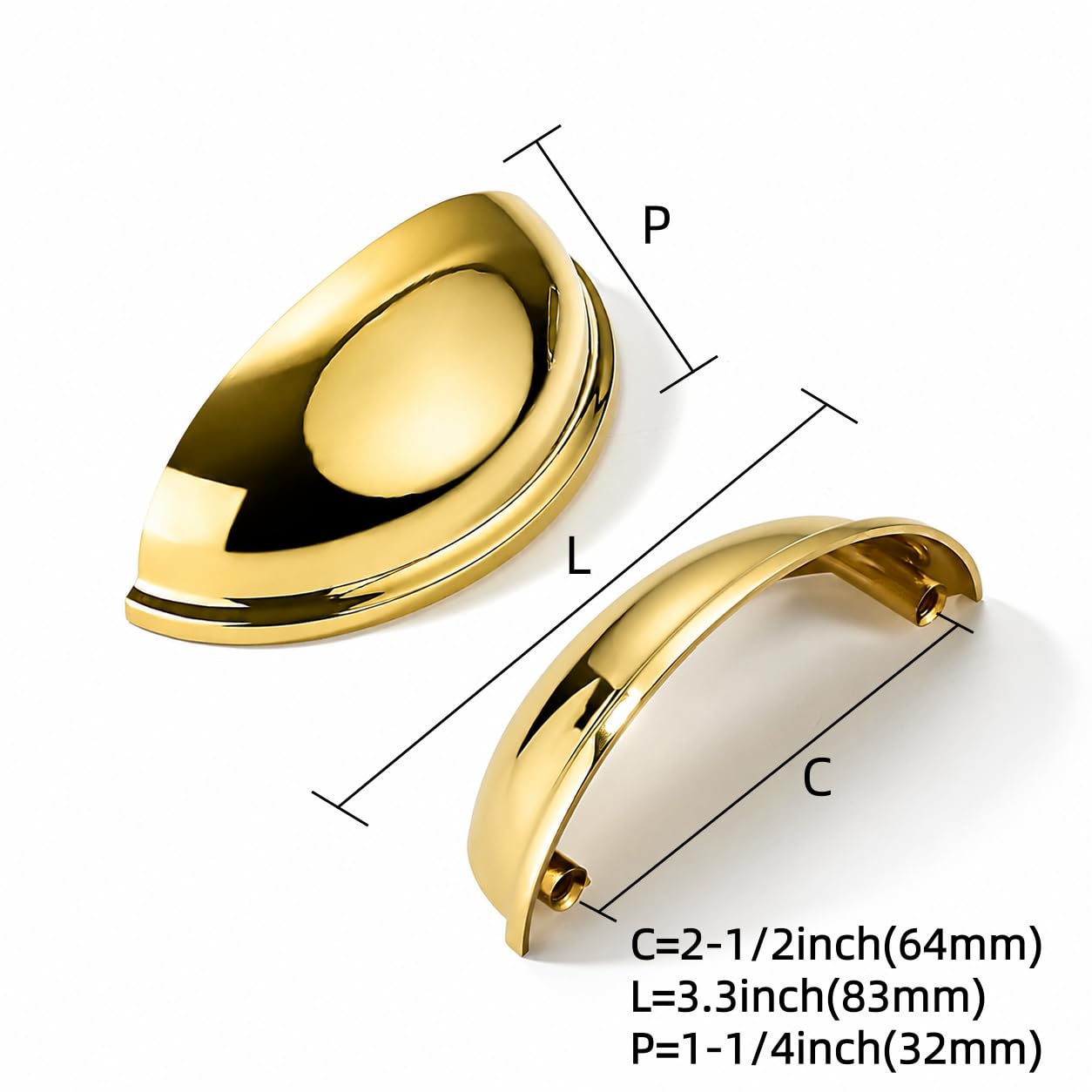 Cup Unlacquered Brass Cabinet Pull, 2-1/2 in (64 mm) — KHTUMEWARE