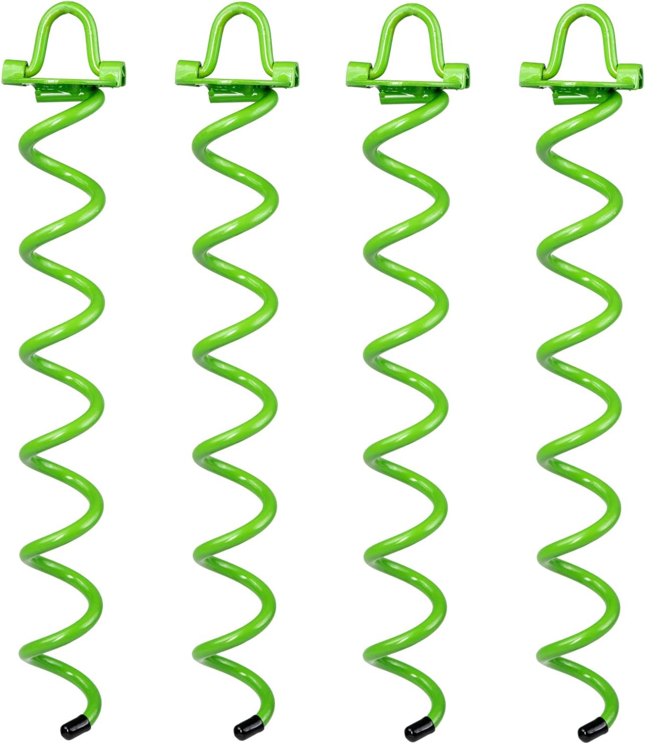 Ashman 16 Inch Spiral Ground Anchor Green Color - Ideal for Securing Animals, Tents, Canopies, Sheds, Car Ports, Swing Sets (Pack of 4)