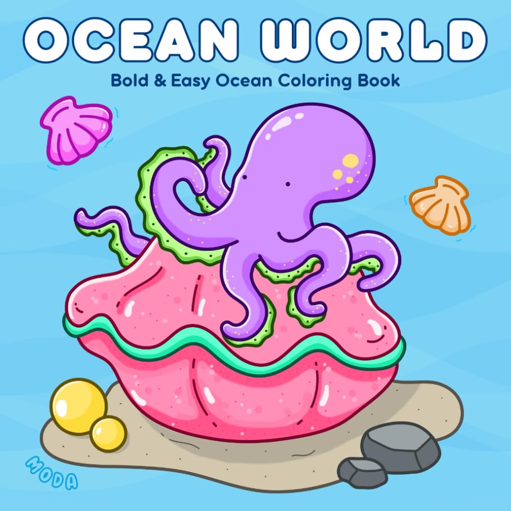 Ocean World: Bold & Easy Ocean Coloring Book