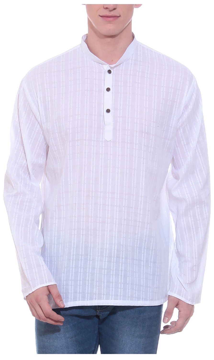 Kurta de algodón blanco para hombre talla 48 Tag 7 6