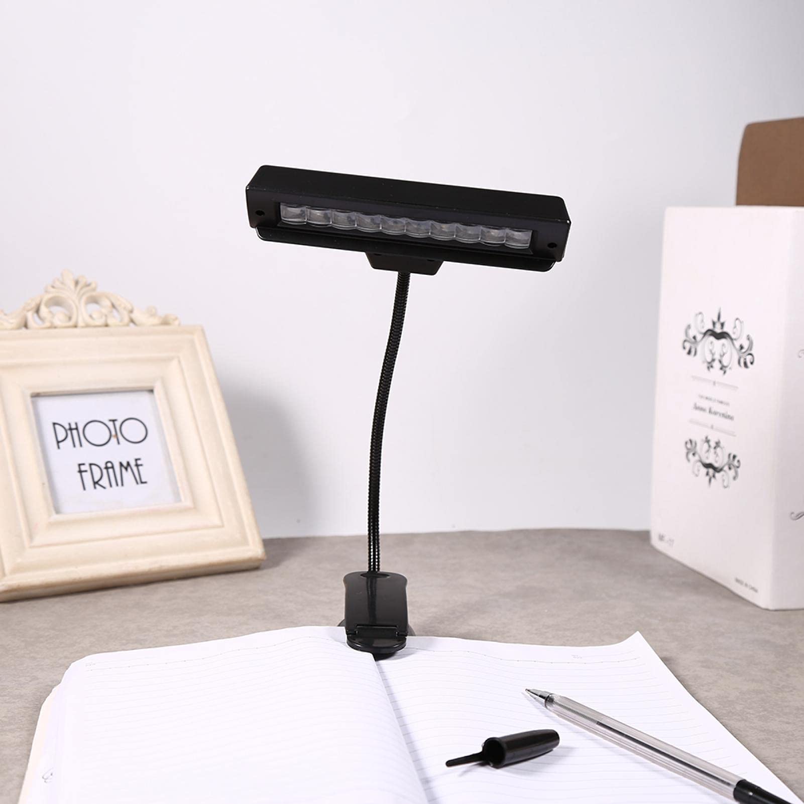 Lampe rechargeable à 10 LED pour pupitre, LED Lumineuse Lampe Piano Clipsable pliable à clipser avec Câble USB-C pour Pupitre Partition et Lecture Livre 110V ~ 220V(1#)
