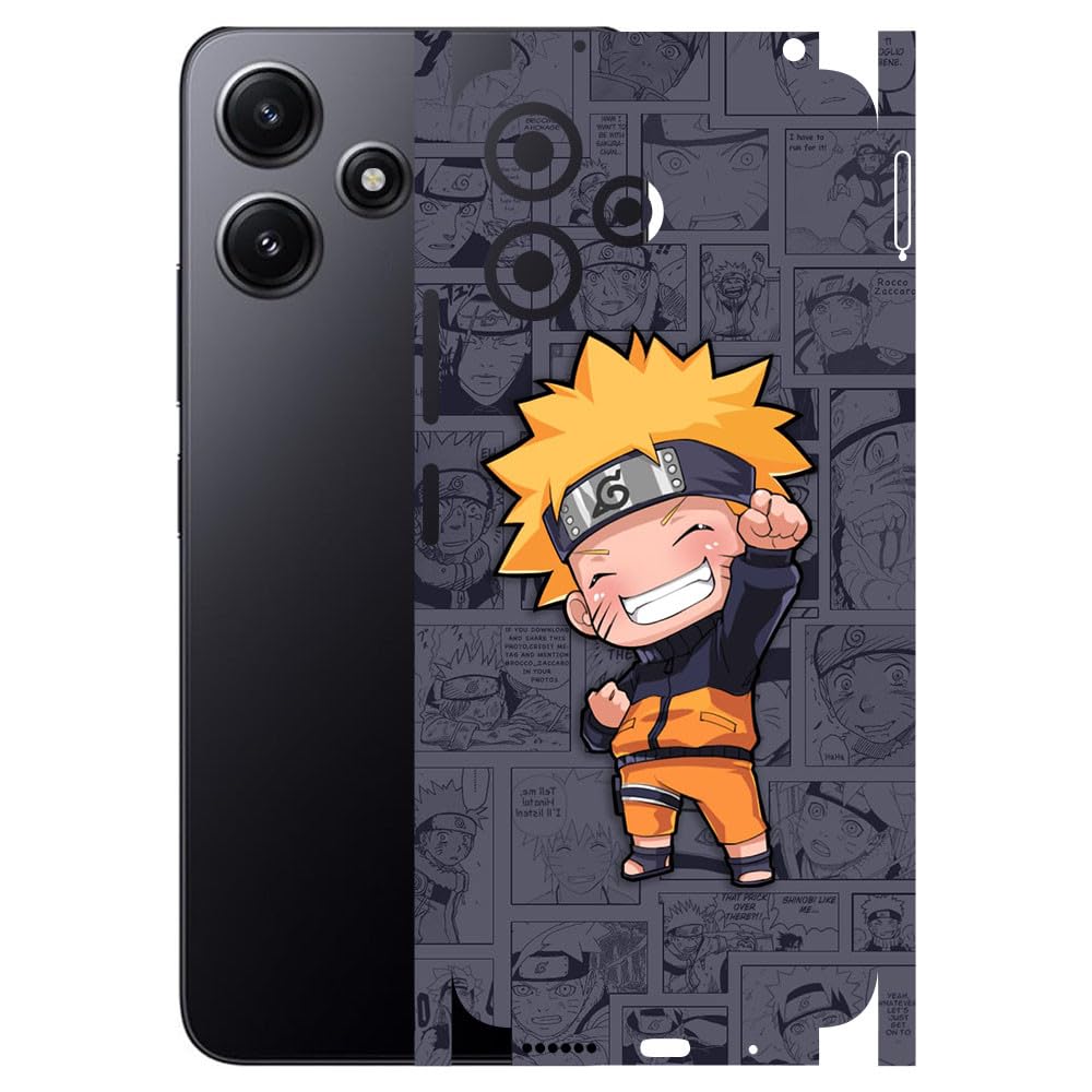 AtOdds - REDMI 12 (5G) Mobile Back Skin Sticker - Lamination - Rear Screen Guard Protector Film Wrap (Coverage - Back+Camera+Sides) (Design - Naruto)-image-37