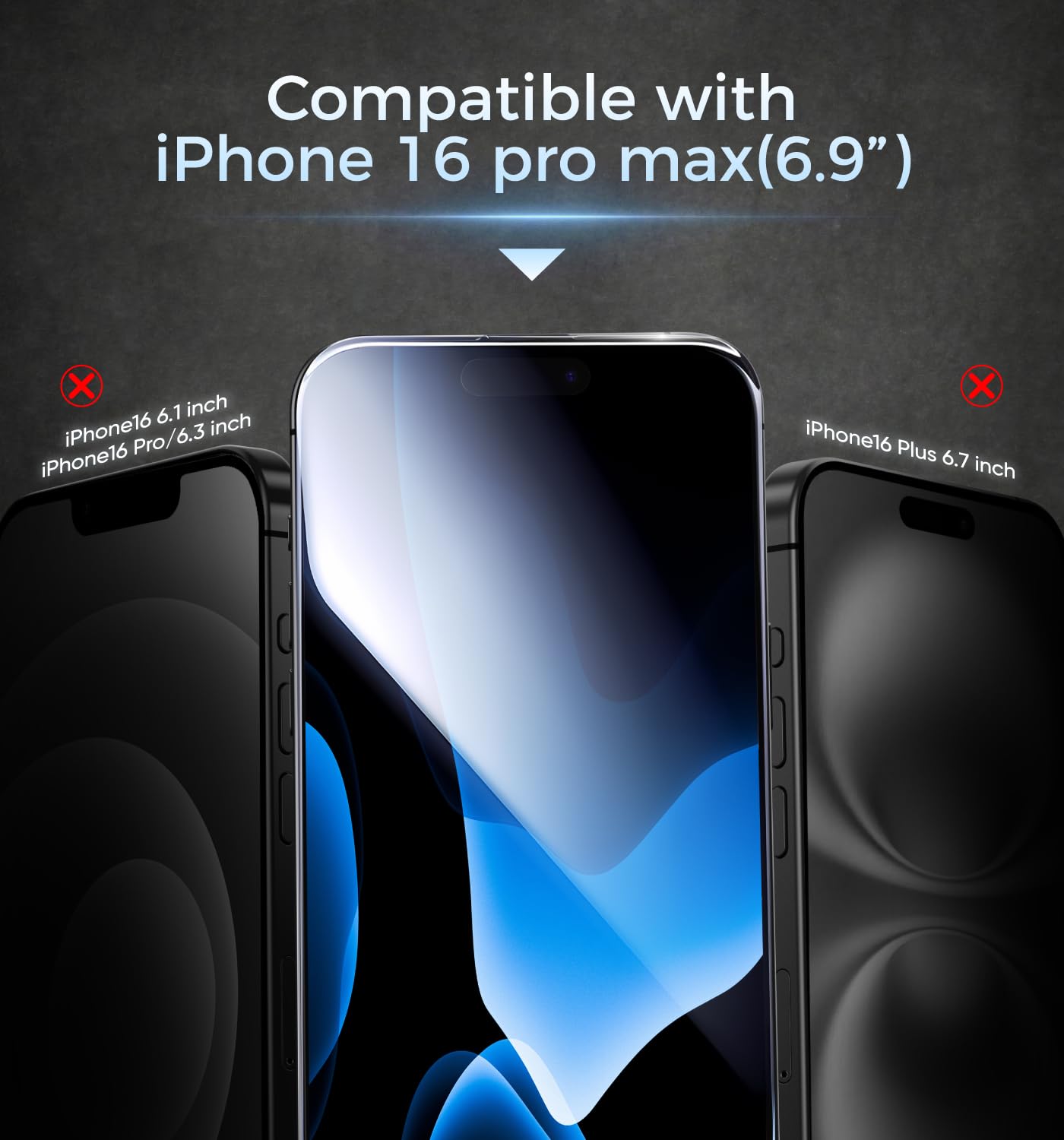 MAGIC JOHN 3rd Gen Upgraded for iPhone 16ProMax Privacy Screen Protector 6.9 Inch,25°Anti-Spy Screen,Shockproof Tempered Glass,Auto Dust-Removal,Bubble Free,Easy Installation,2 Pack