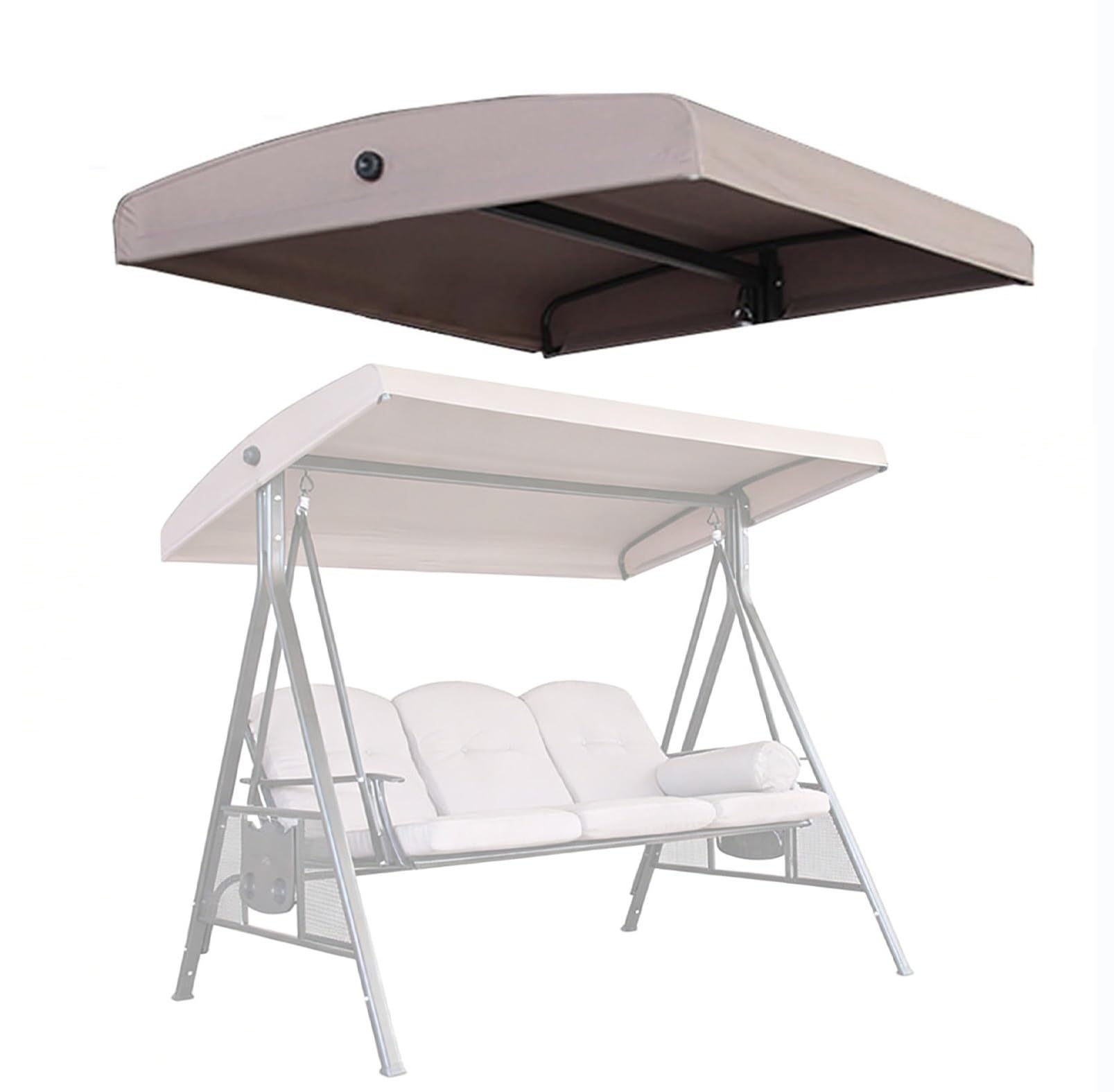 WFXXZL Porch Swing Canopy Sun Shade Awning Cover for Deck, Lawn, Backyard, Porch(2 Seater:59.8x48.8inch)