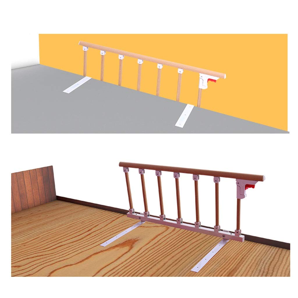 Redwood - Barandilla de cama para ancianos, plegable, con asa de asistencia y barra de parachoques para protección lateral de seguridad para adultos, acabado de secoya