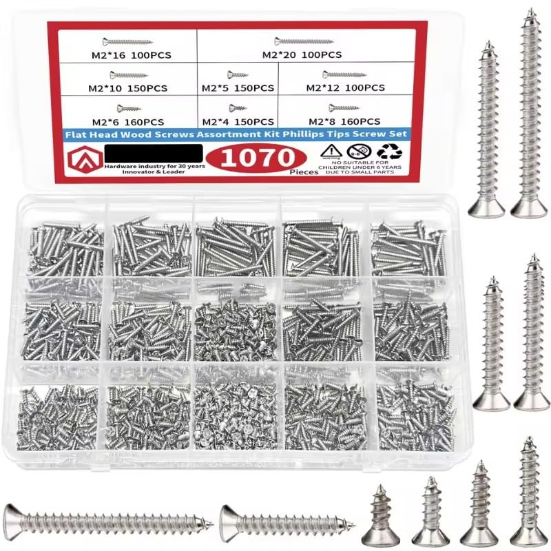 Kit 1070 Tornillos para Madera Cabeza Plana Phillips miniatura 4