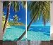Ambesonne Ocean Curtains by, Image of a Tropical Island with The Palm Trees and Clear Sea Beach Theme Print, Living Room Bedroom Window Drapes 2 Panel Set, 108 W X 84 L Inches, Turquoise Blue