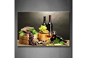 Grape Wine in Bottle Cups Wall Art Painting The Picture Print On...