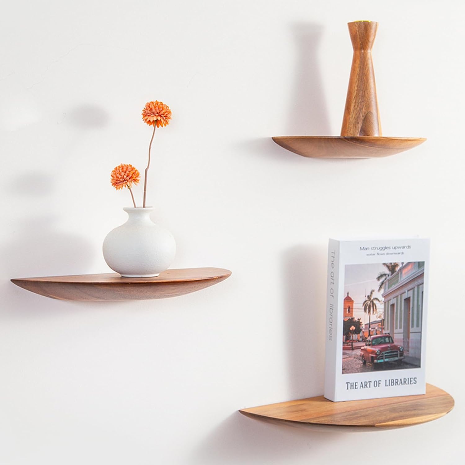 MYLAWOOD Half Round Wall Floating Shelves Set of 3-image-15