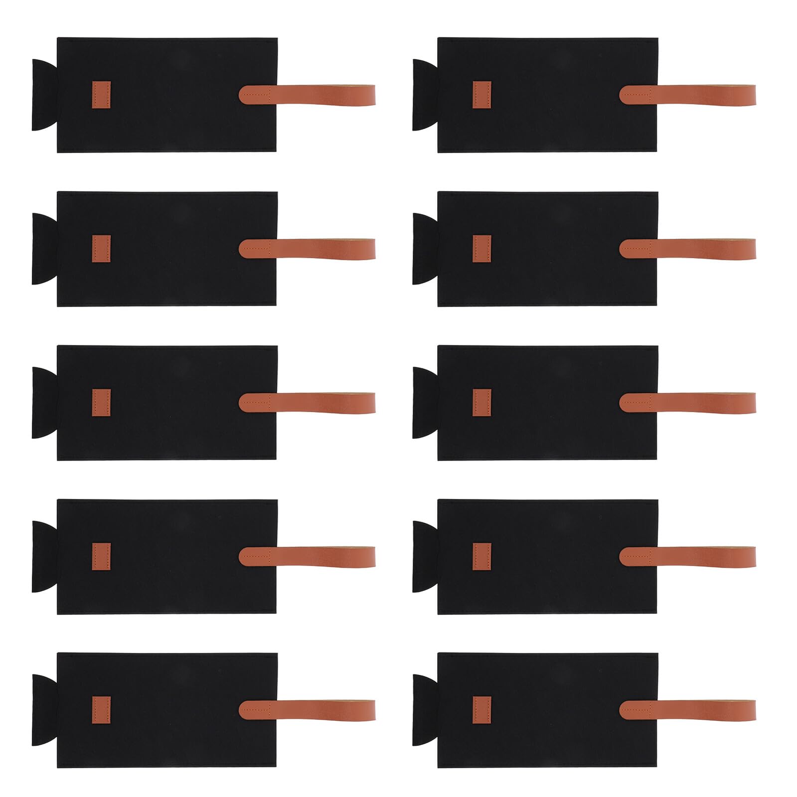 Paquet à vin en feutre noir de 10 pièces porte-bouteilles portable 30x9 cm
