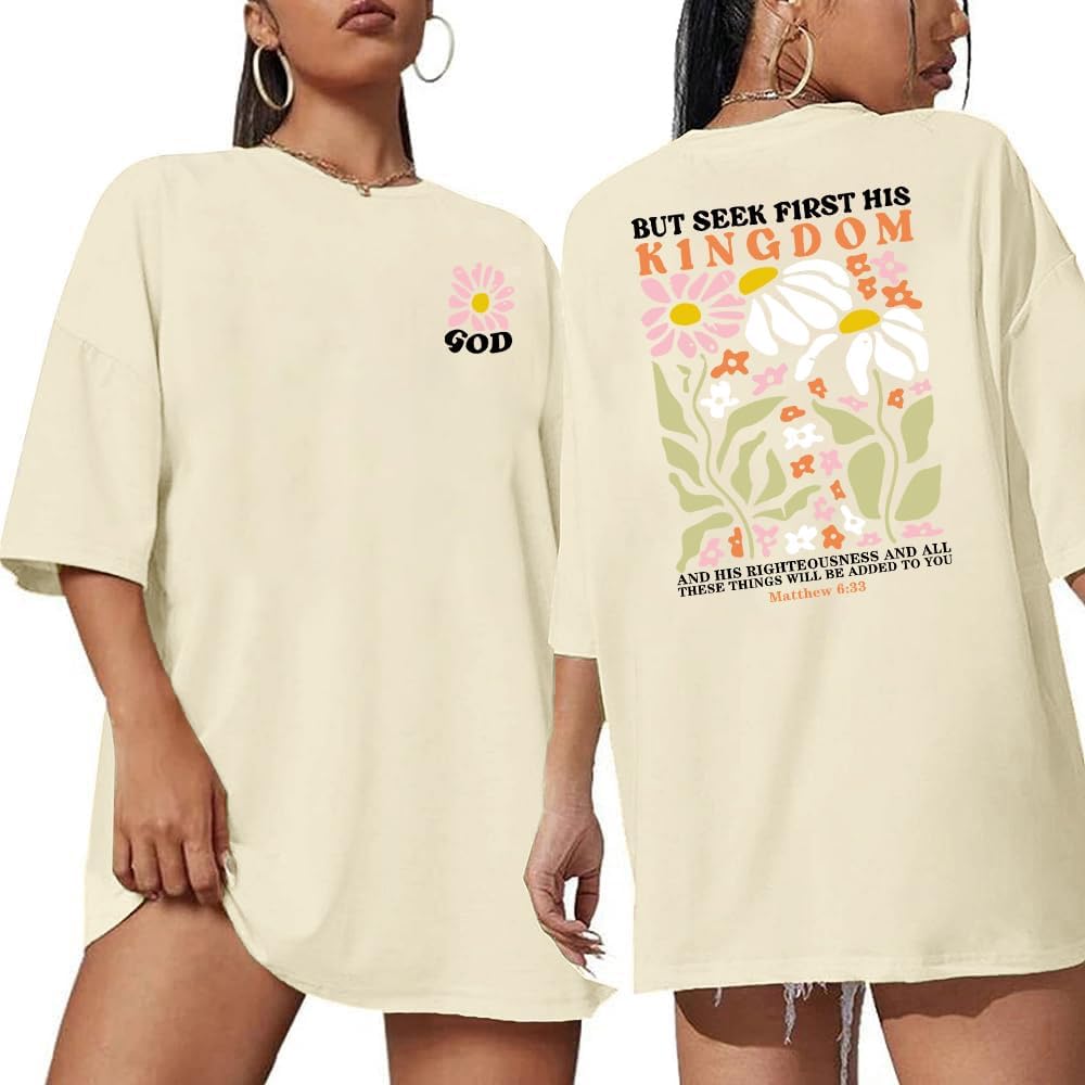 Christian Shirts for Women Oversized Jesus Shirt Faith Tshirts Inspirational Bible Verse Religious Graphic Tees