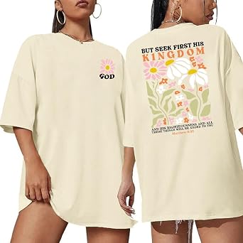 Christian Shirts for Women Oversized Jesus Shirt Faith Tshirts Inspirational Bible Verse Religious Graphic Tees