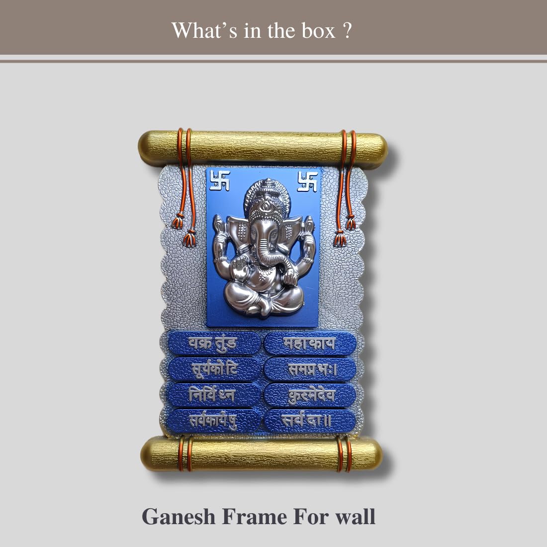 3D Ganesh Wall Frame with Mantra Decor Hanging Ganesh Religious Showpiece Hanging Entrance Gate Decor Ganesh Frame Wall Decorative Ganpati Divine Wall Décor for Pooja Room & Mandir (9 x 13 cm approx.) 1