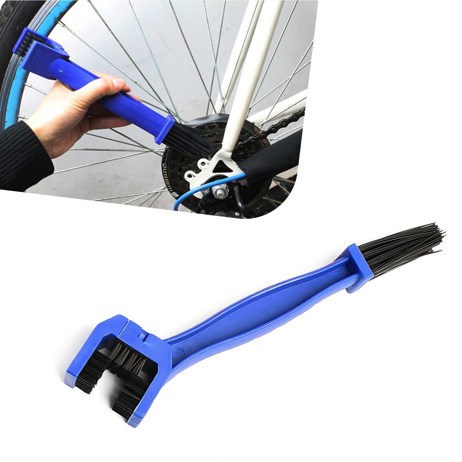 jokormojokormo 1 PC Motorcycle Chain Cleaning Brush, 10" Double-Headed Design Snug Fit Chain Details Dust Brush, Bicycle Chainring Save Effort Washer, Universal for Motorcycle Bike Cleaning Tool (Blue)