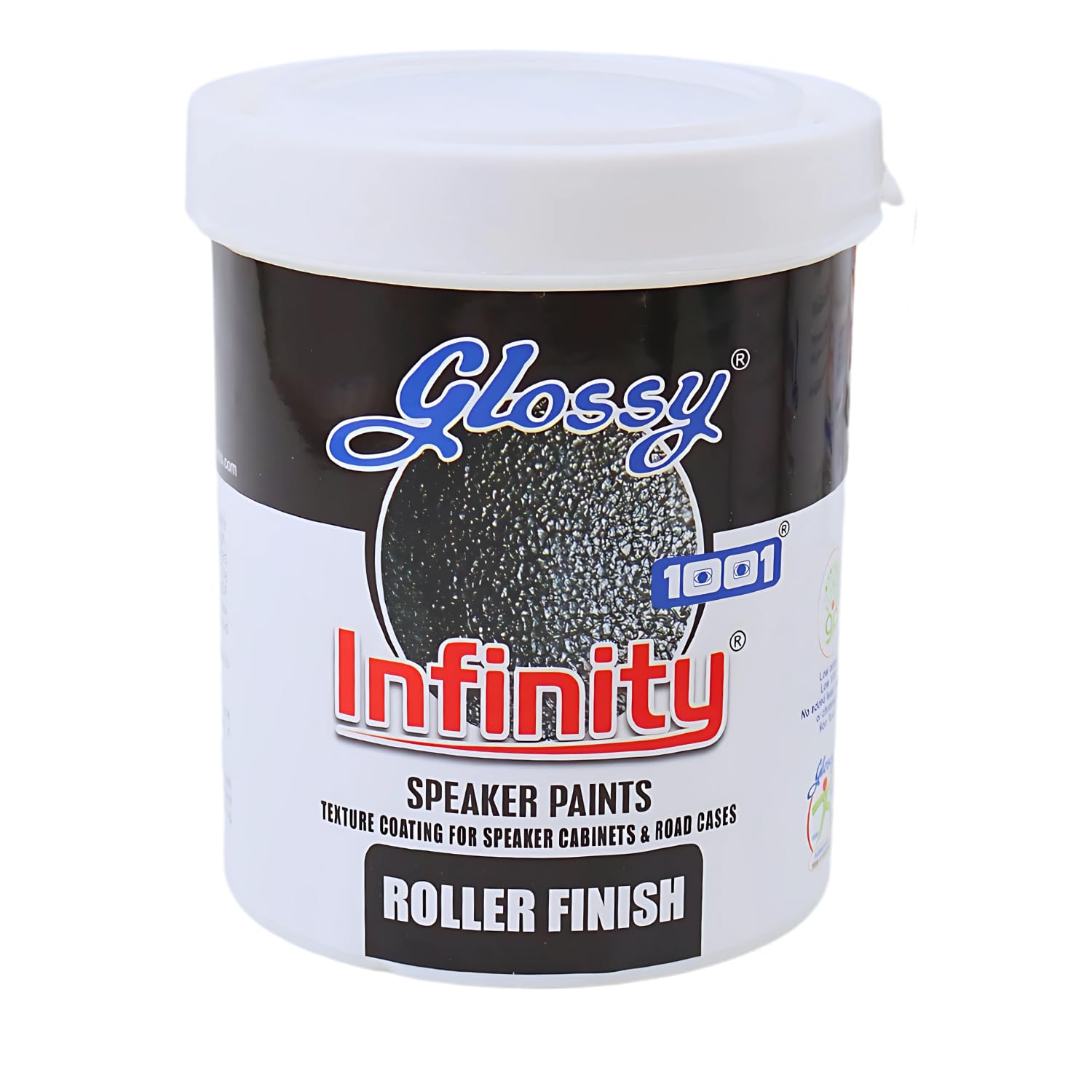 1001 Glossy Infinity Speaker Paint | Texture Coating for Speaker Cabinets and Road Cases | Roller Finish | Fast Drying | Scratch-Resistant Layer | Water-Based | Non-Toxic | Odour-Free (Black, 1kg)