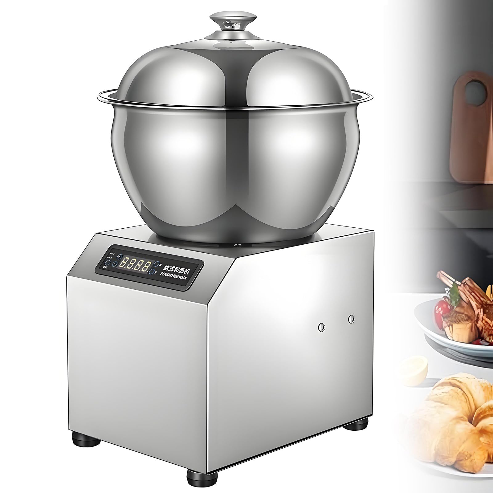 Batidora Amasadora,Amasadora Espiral Profesional,Tapa Visible Amasadora 5kg | Cuenco Acero Inoxidable Grado Alimentario 5/8kg,Doble Rotación Y Temporizador Para Masa De Pizza Y Pan
