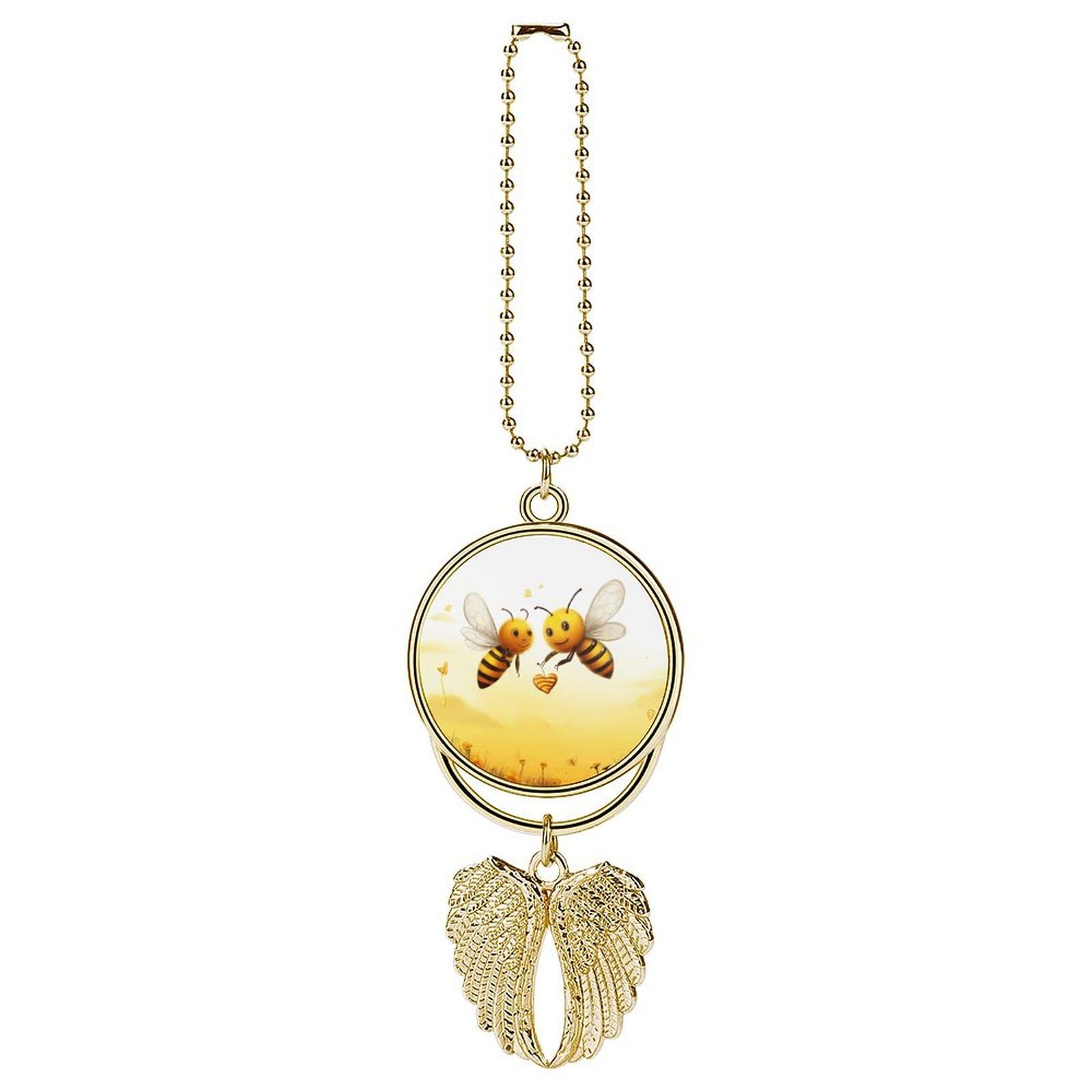 Bee Love Honey Car Pendant Rear View Mirror Hanging Ornament Auto Metal Charm for Aesthetic Interior Decor. Lucky Car Accessories Cute Funny Hanging Decor for Car Truck