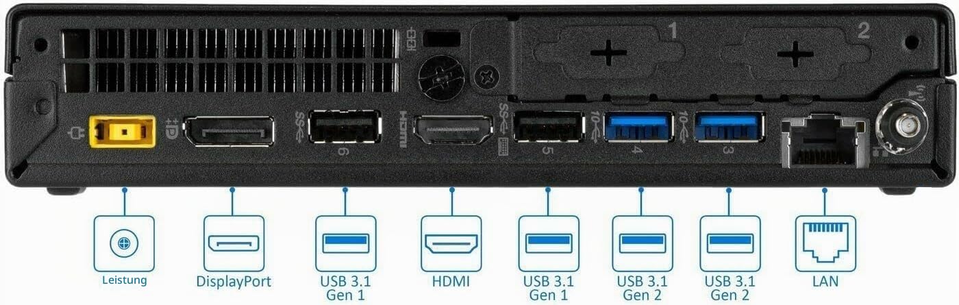 Lenovo ThinkCentre M920q Intel i7 8700T 12-Thread 4 GHz Business Office Multimedia Computer mit 3 Jahren Garantie! - 32 GB - 1000 GB SSD - USB 3.0 - WLAN - Windows 11 Prof. 64-Bit - #8126
