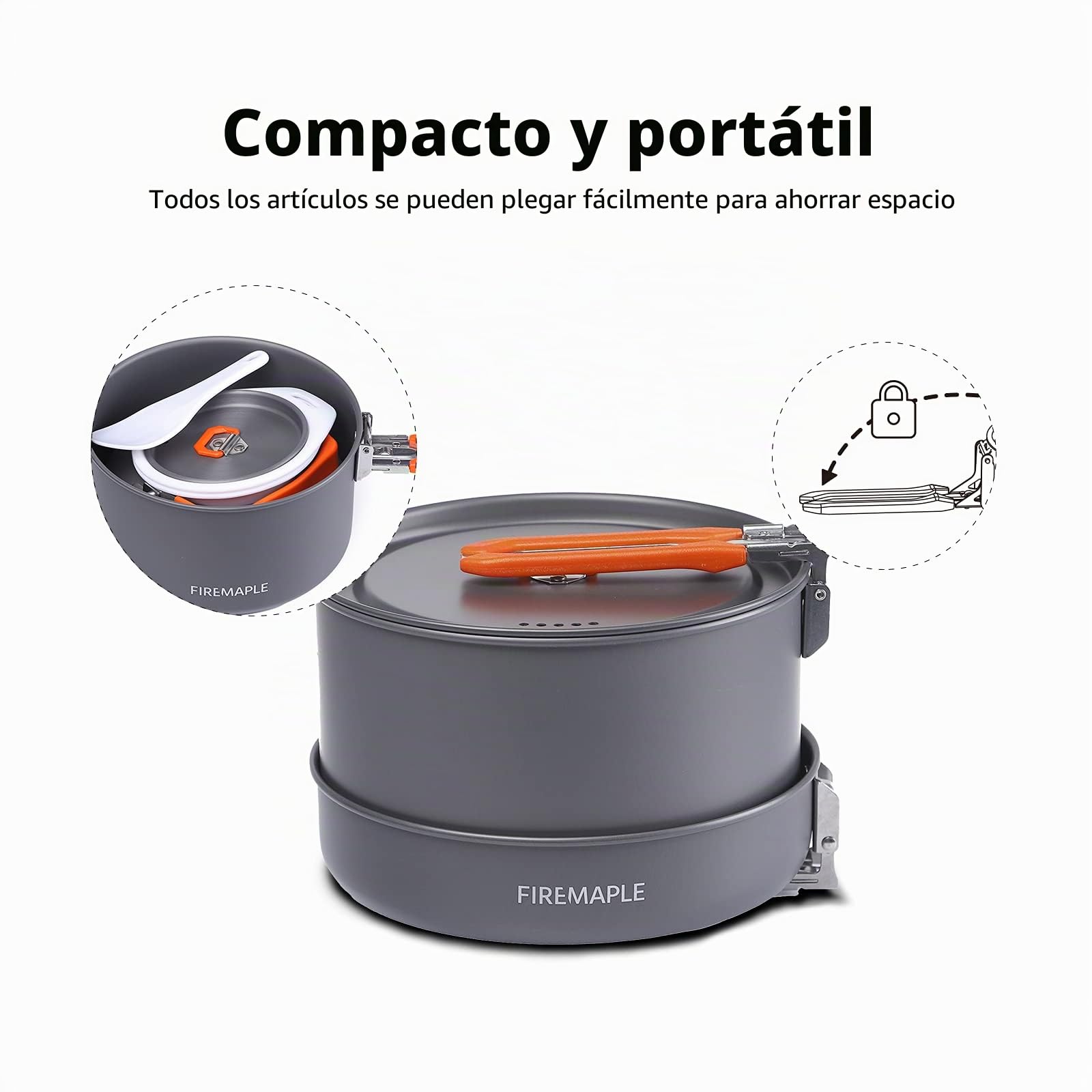 Fire-Maple Feast 4 Kit de Utensilios Cocina de Camping para Acampar al Aire Libre Juego de Utensilios de Cocina con Cuencos de Olla, Tetera, Sartén y Espátula para Mochileros Senderismo Picnic Naranja