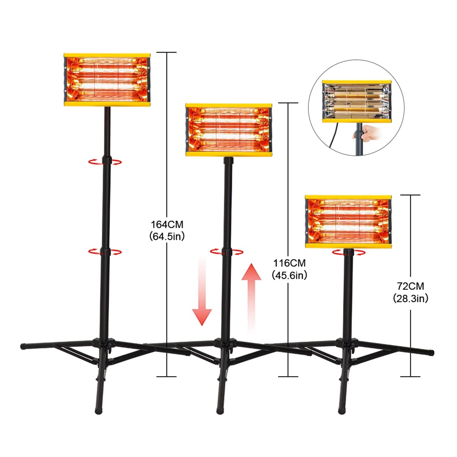 Lampa Utwardzająca, Suszarka na podczerwień 2000 W Podgrzewacz do kabiny lakierniczej Lampa pieczenia farby utwardzania Krótkofalowa lampa suszenia ze wspornikiem