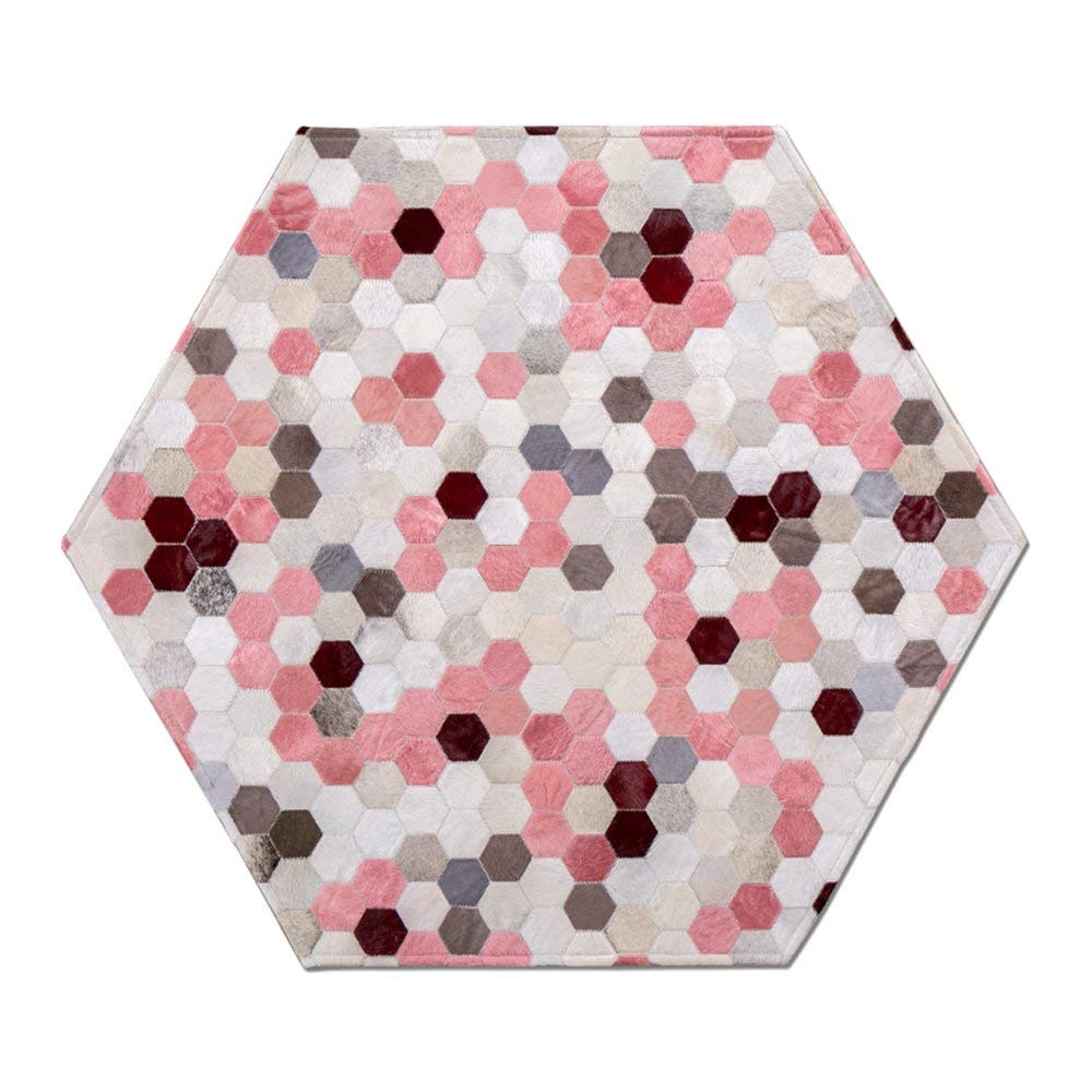 Tapis de salon MU rose hexagonal antidérapant pour table à café - 2