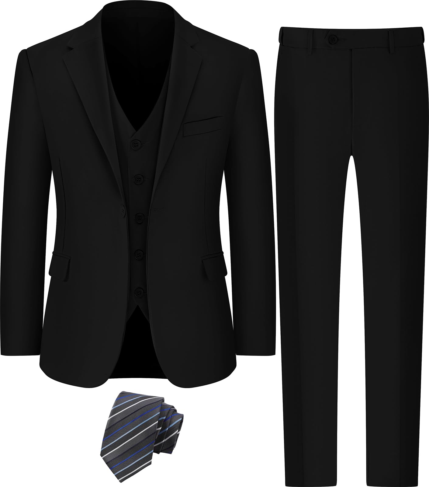 Photo 1 of A&J DESIGN Black Suit for Men Tuxedo Formal Business Homecoming Graduation Wedding Suit for Teen Slim Fit Prom Dinner Classic Daily Church Men Tuxedo Size XXL Blcak