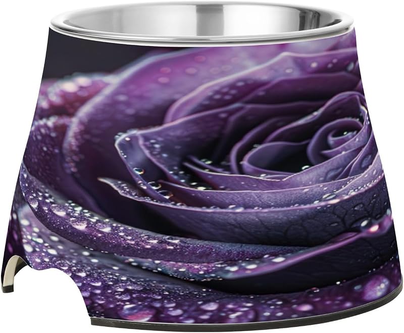 YETTASBIN Rose Elevated Dog Bowls, Prevention of Vertebrae Disease Raised Dog & Cat Bowl Stand with Removable Stainless Steel Bowls, Non-Slip Spill-Proof Pet Food & Water Bowl Dish