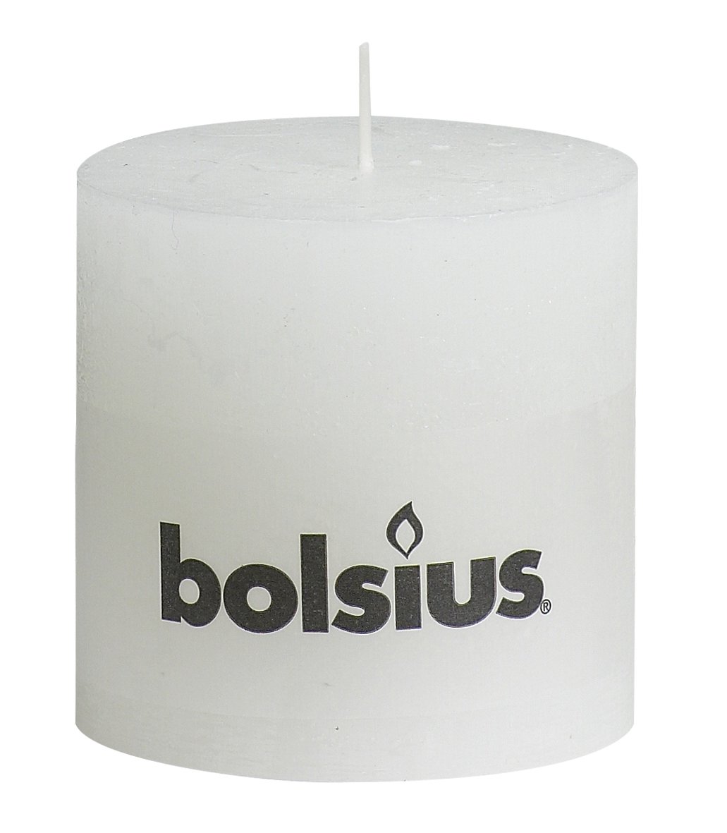 rustic white pillar candle, paraffin wax, 10x10x10 cm